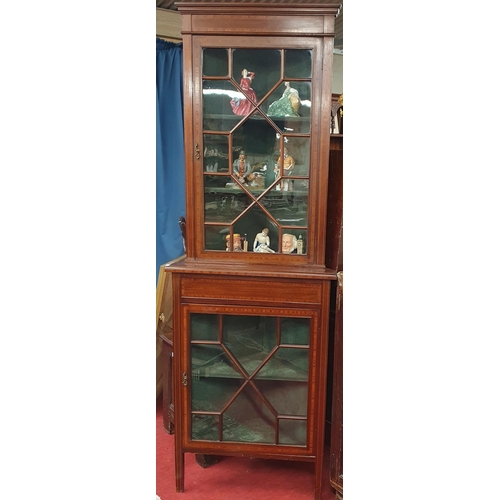 902 - An Edwardian Mahogany single door glazed Corner Unit with baized interior and single astragal glazed... 