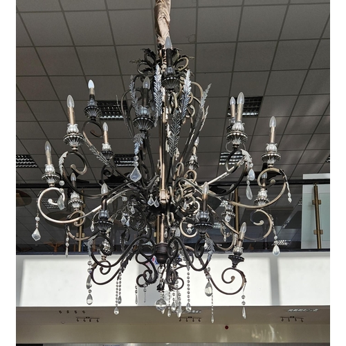 716 - A very large Metal and Glass Chandelier.