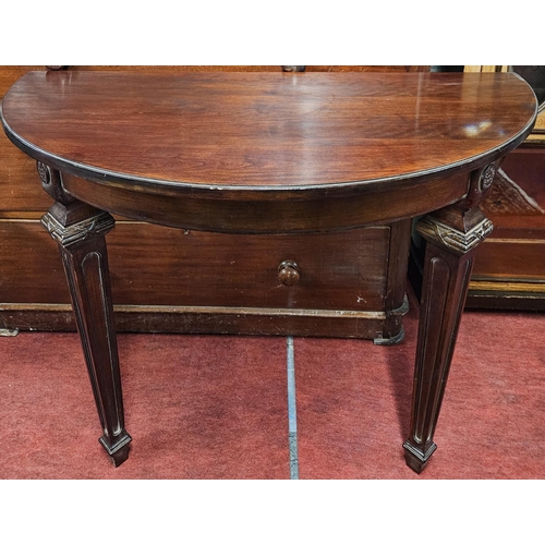 800A - A pair of wall mounted Mahogany half moon Tables. H 75 x W 1010 x D 51 cm approx.