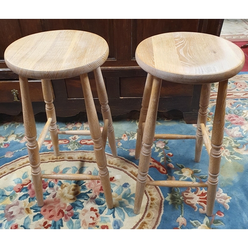 1075 - A really good pair of modern Limed Oak Stools. H 69 cm approx.