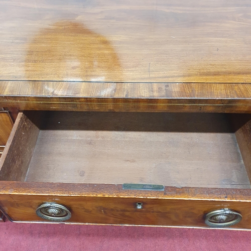 63 - A good early 19th Century Mahogany Bowfronted Sideboard on square tapered supports and ebony inlaid ... 