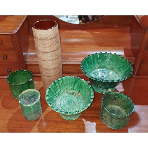 3 - A group of green Pottery Bowls.