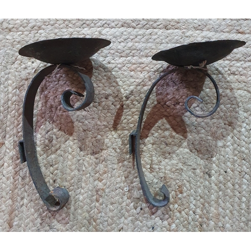 51 - A Pair of Metal wall Bracket pillar candle holders .