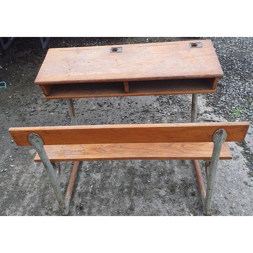 62 - A Double seats School desk.
Metal framed wooden seat.