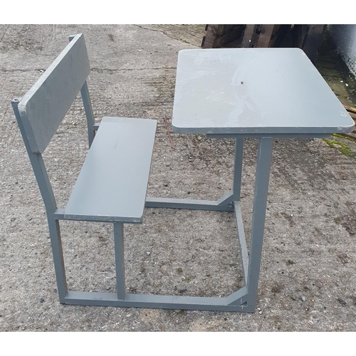 63 - A Single seats School desk.
Metal framed grey painted wooden seat.
(Generic Photo differences with c... 