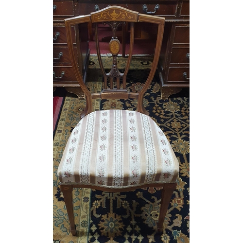 173 - A good Edwardian Mahogany and Inlaid Bedroom Chair with square tapered supports. W 43 x SH 45 x BH 8... 