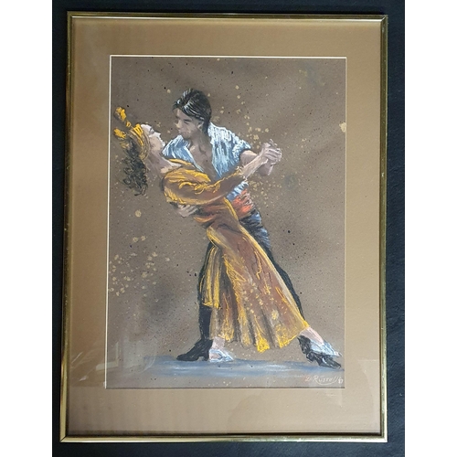 195 - A 20th Century Pastel of Dancers by D Russell. Signed LR. 48 x 34 cm approx.