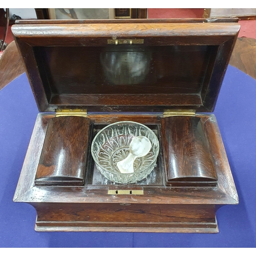 227 - A good mid 19th Century Rosewood and Veneered Tea Caddy. 37 x 20 x H 19 cm approx.