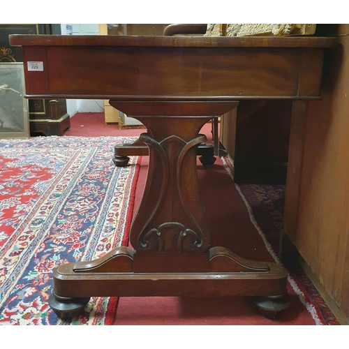 229 - A Fantastic early to mid 19th Century Mahogany Library Table with twin frieze drawer on acanthus lea... 