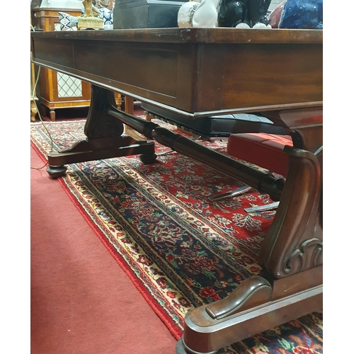 229 - A Fantastic early to mid 19th Century Mahogany Library Table with twin frieze drawer on acanthus lea... 