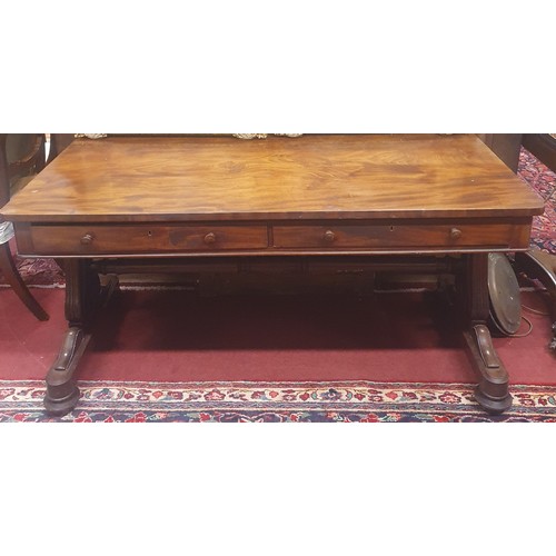 229 - A Fantastic early to mid 19th Century Mahogany Library Table with twin frieze drawer on acanthus lea... 