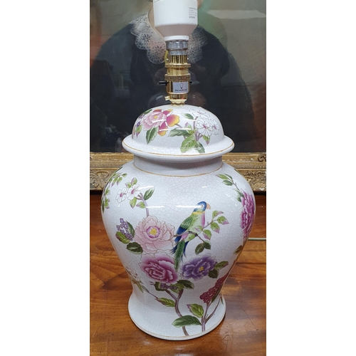 230 - A good hand painted bulbous Table Lamp. H 35 cm approx.