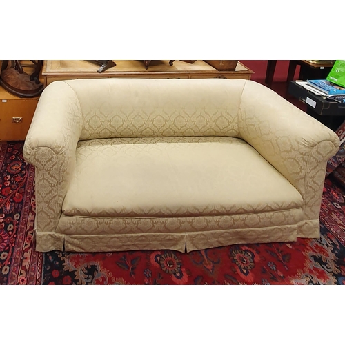 246 - A 19th Century three seater Chesterfield Sofa upholstered in cream/gold damask. W 190 x D 80 cm appr... 