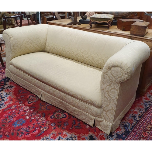 246 - A 19th Century three seater Chesterfield Sofa upholstered in cream/gold damask. W 190 x D 80 cm appr... 