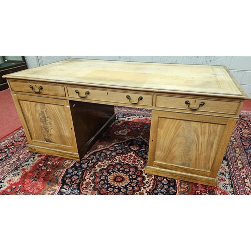 256 - A Fantastic Georgian style Mahogany Partners Desk of large size with cream/brown tooled leather top.... 