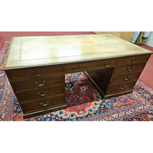 256 - A Fantastic Georgian style Mahogany Partners Desk of large size with cream/brown tooled leather top.... 