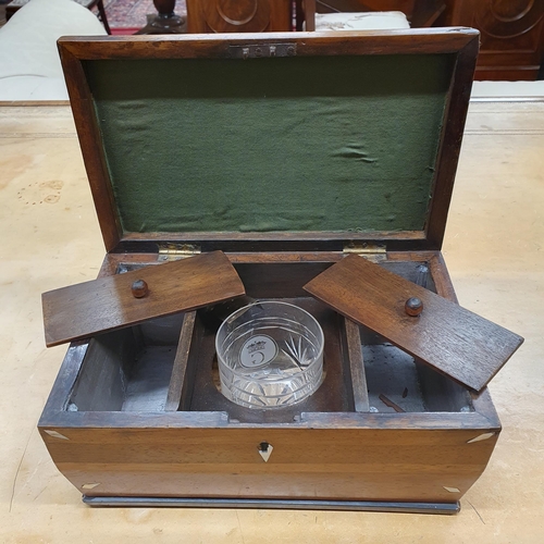 262 - An early 19th Century Walnut Tea Caddy with fitted interior and glass bowl. 28 x 18 x H 16 cm approx... 