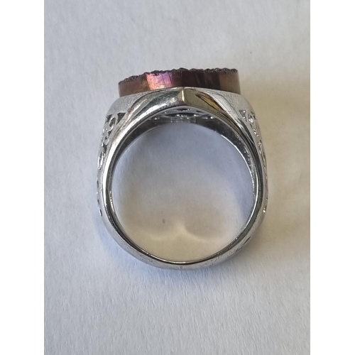 349 - A Silver and gemset Ring, size N1/2.