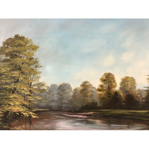 410 - A large early 20th Century Oil on Canvas of a river scene by George Horne. Signed LR. George Horne. ... 