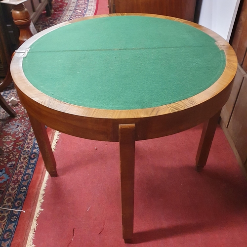 437 - An early to mid 20th Century Walnut and Veneered Foldover Card Table with baized interior. H 72 x W ... 