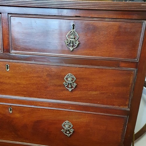 602 - A Georgian Mahogany Chest of Drawers with simple ring handles and reeded outline. W 108 x 49 x H 106... 