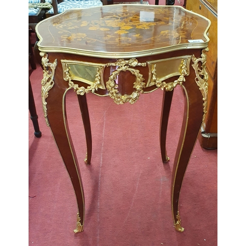 670 - A Fantastic 20th Century Kingwood and Inlaid Side Table with splayed legs highly ormolu frieze and i... 