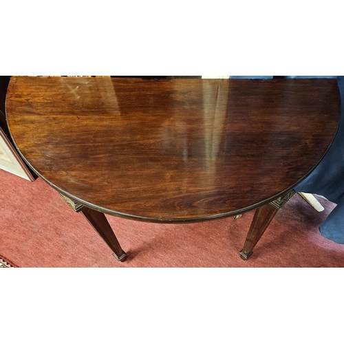 800A - A pair of wall mounted Mahogany half moon Tables. H 75 x W 1010 x D 51 cm approx.