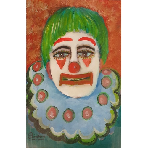 801 - John Bingham. An Oil on Board 'Clown'. Signed LL.
H 45 x 30 cm approx.