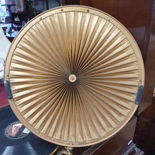 935 - A HMV Lumiere model oak cased 460 Gramophone, c1925,
with original (unbroken) Lumiere pleated gilt d... 