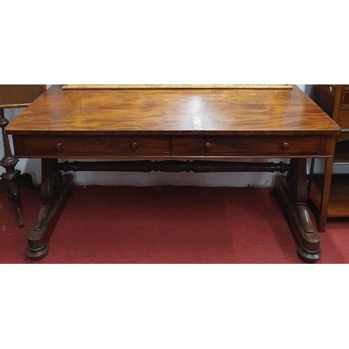 38 - A Fantastic early to mid 19th Century Mahogany Library Table with twin frieze drawer on acanthus lea... 