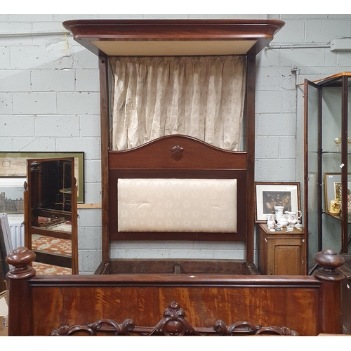 60 - A 19th Century Mahogany Half Tester Bed with moulded head and foot board.
H 247 x 220 x 162 cm appro... 