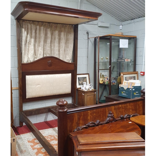 60 - A 19th Century Mahogany Half Tester Bed with moulded head and foot board.
H 247 x 220 x 162 cm appro... 