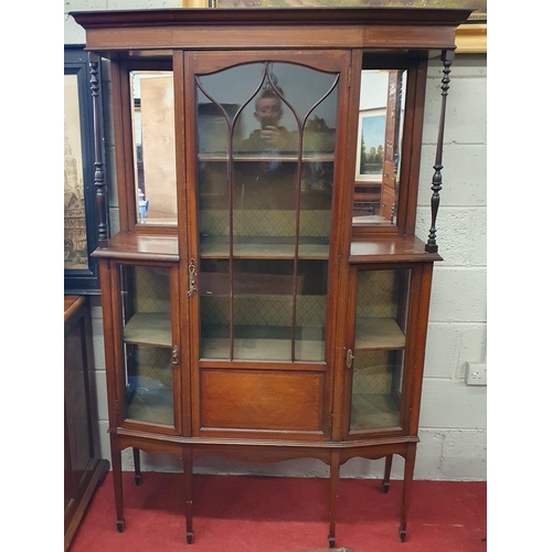 467 - A lovely Edwardian Mahogany and Inlaid Display Cabinet on square tapered supports. W 115 x 40 x H 17... 