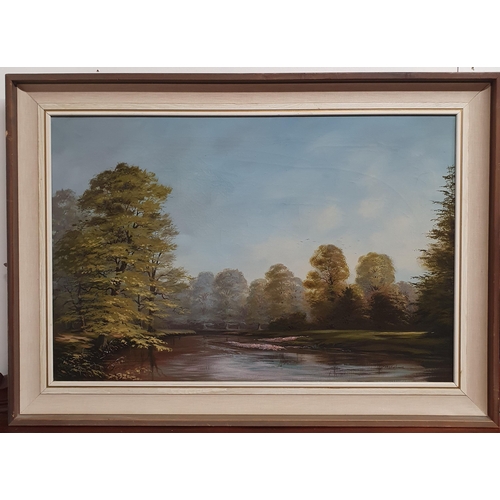 476 - A large early 20th Century Oil on Canvas of a river scene by George Horne. Signed LR. George Horne. ... 