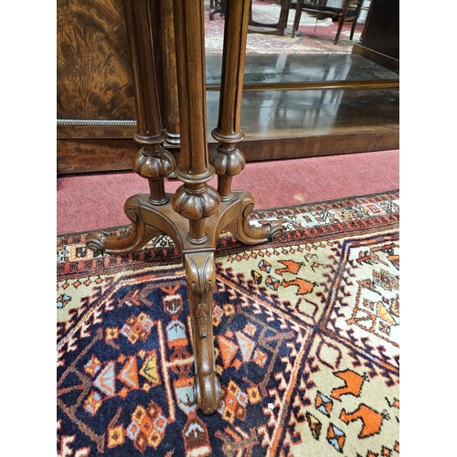 430 - A lovely 19th Century Mahogany Wine Table on triple pillar fluted supports and splayed legs. W 47 x ... 