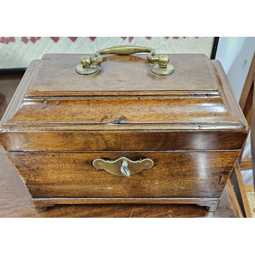 444 - A Georgian Mahogany Sarcophagus shape Tea Caddy. W 22 x 13 x H 15 cm approx.