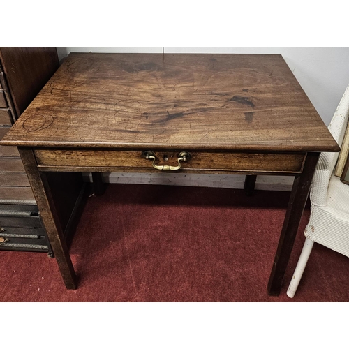 462 - A Georgian Mahogany Side Table of simple form with single frieze drawer on square reeded support. W ... 