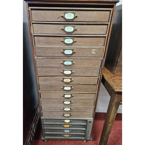 464 - Of Superb quality. A really good early 19th Century Pine framed Bank of Drawers.  W 478 x 32 x H 115... 