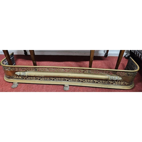 469 - A 19th Century Pierced Brass Fender. W 190 x 29 x H 20 cm approx.