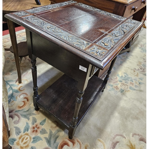 500 - A late 19th early 20th Century Irish Oak Side Table by Arthur Jones Dublin, with single drawer friez... 