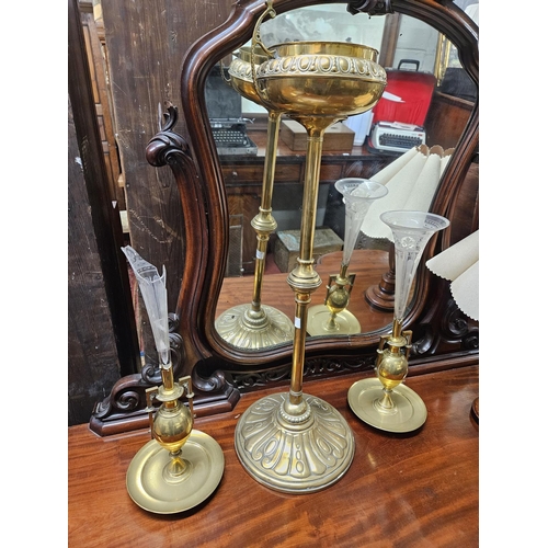 545 - A good quantity of Items to include an early 20th Century brass planter, two epergne style vases (AF... 