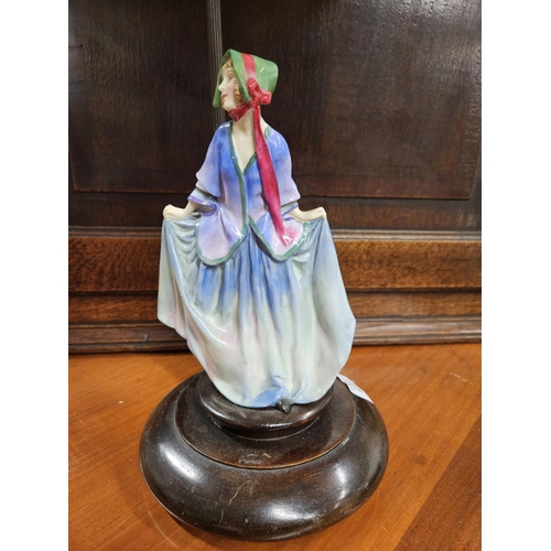 609 - A 19th Century Royal Doulton Figure of a woman on a table lamp base and shade. H 44 cm approx.