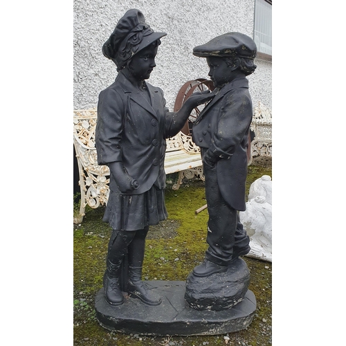 1090 - A Reconstituted Stone Garden Statues of two Children. H 120cm approx.