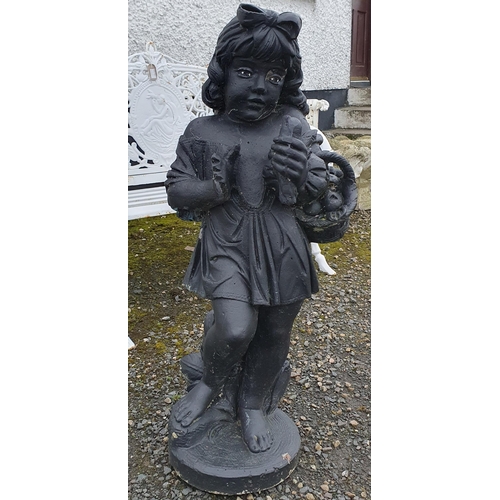 1093 - A Reconstituted Stone Garden Statues of a Girl holding a Bird. H 90 cm approx.