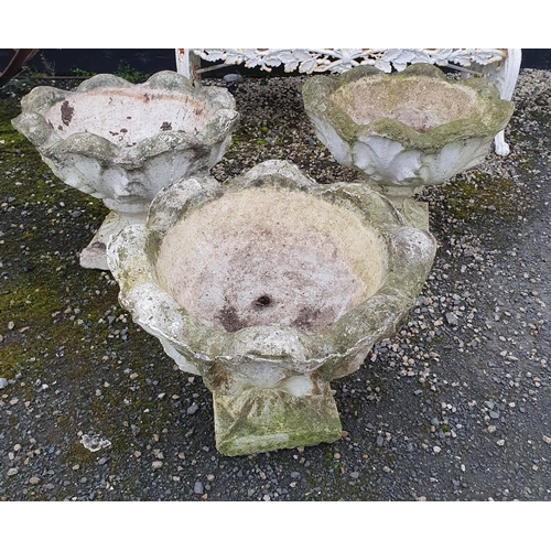 1095 - A set of three Reconstituted Stone Garden Pots.
H 46 x D 56 cm approx.