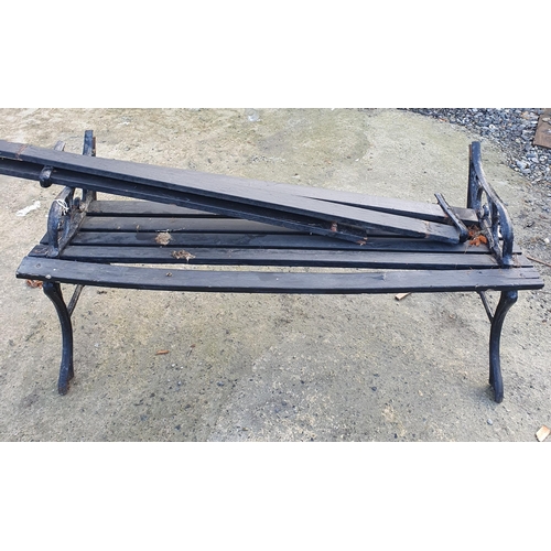 1106 - A Pair of Metal and Timber Garden Benches.(one damaged). H 70 x L 122 x D 55 cm approx.