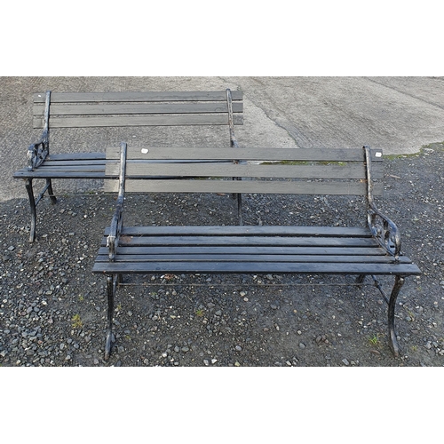 1107 - A Pair of Metal and Timber Garden Benches.
H 70 x L 122 x D 55 cm approx.