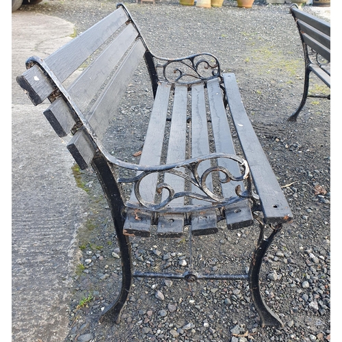 1107 - A Pair of Metal and Timber Garden Benches.
H 70 x L 122 x D 55 cm approx.