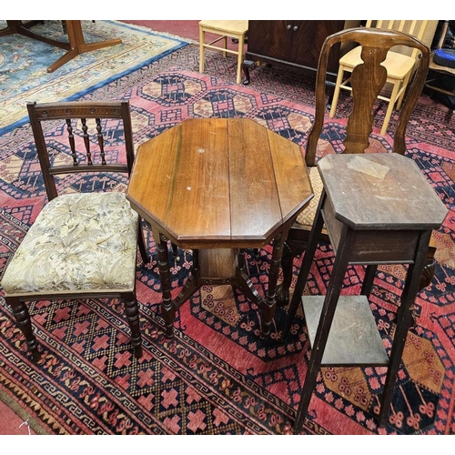 1125 - A group lot of Furniture to consist of two Chairs, an Octagonal Side Table and Plant Stand.