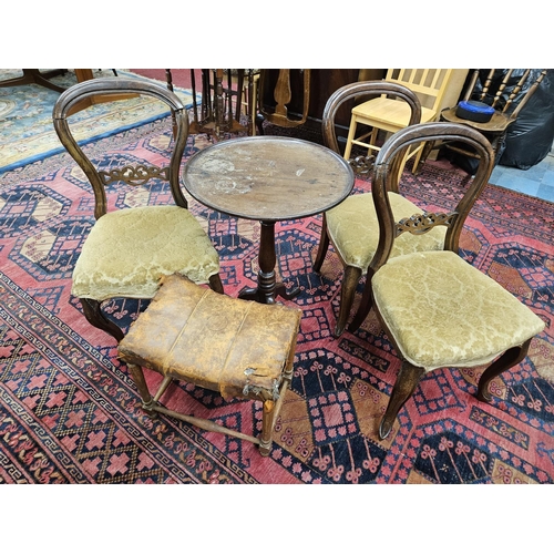 1126 - A group lot of Furniture to consist of three 19th Century Chairs with table and a stool.